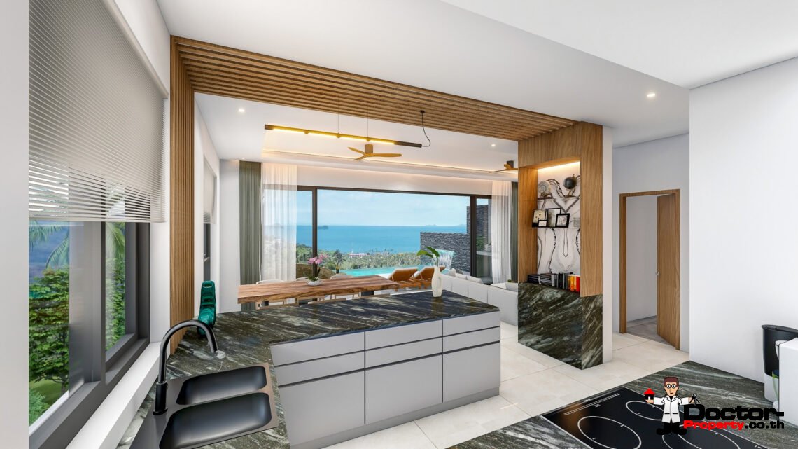 New 3 Bedroom Pool Villa with Sea View near Fisherman’s Village in Bophut, Koh Samui – For Sale